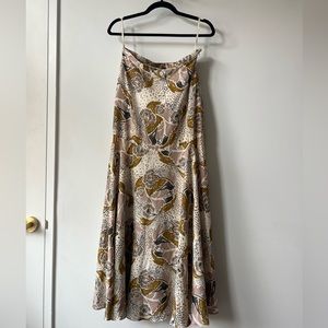 Free People Cream/White Floral Maxi Skirt with Slits